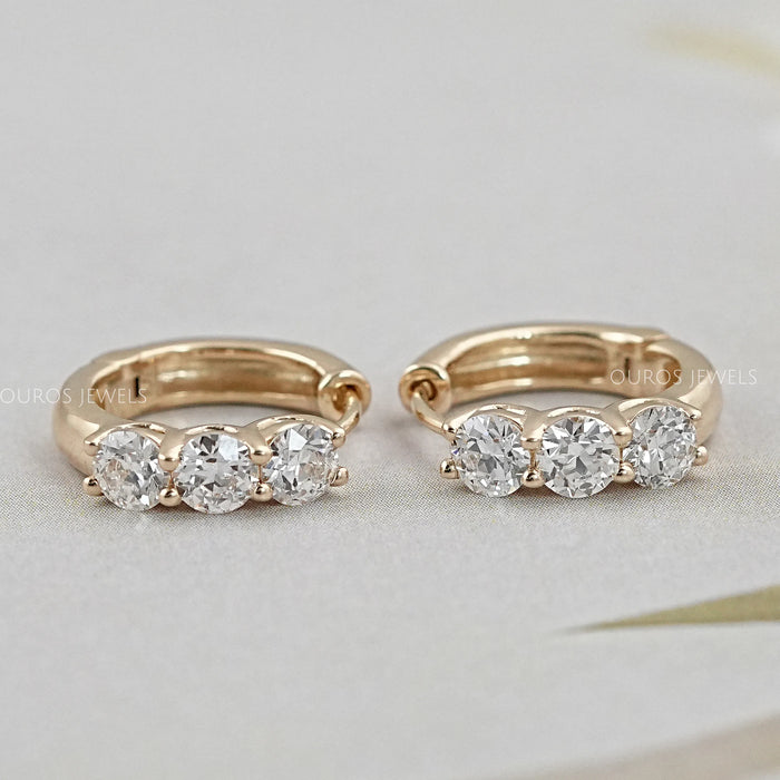 Alter europäischer Schliff Runder Diamant Ohrringe für Sie