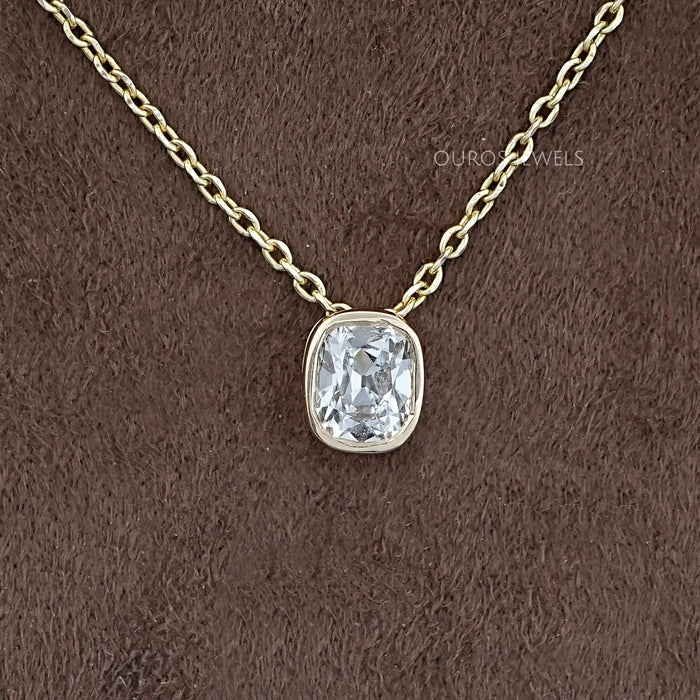 Old Mine Cushion Lab Diamond Bezel Set Pendant