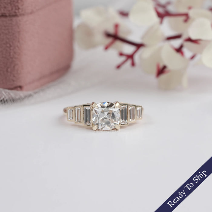 old mine cushion cut engagement ring 