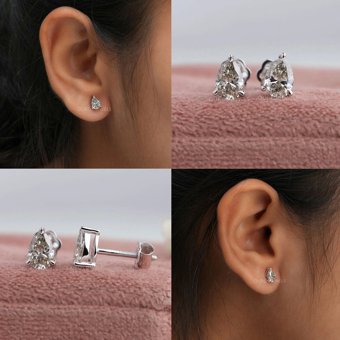 Olive  Pear Diamond  Stud Earrings