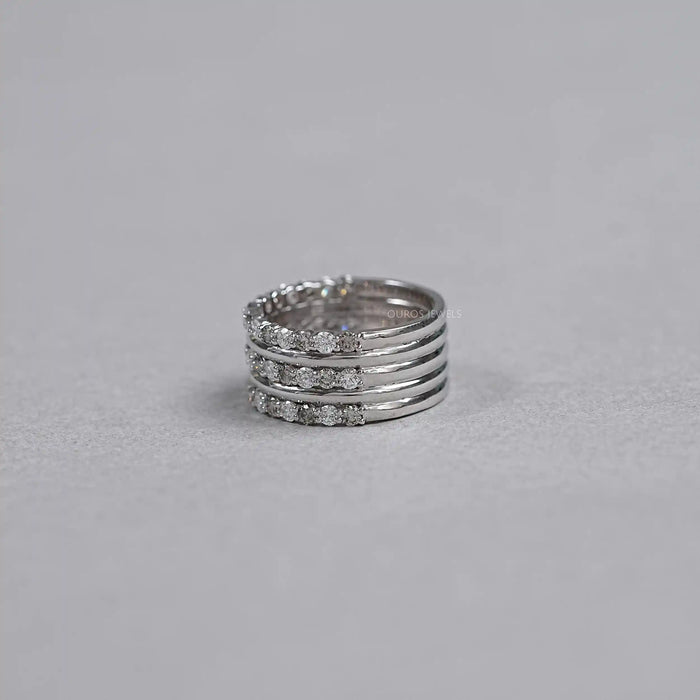 Half Eternity Round Cut Three Row Band