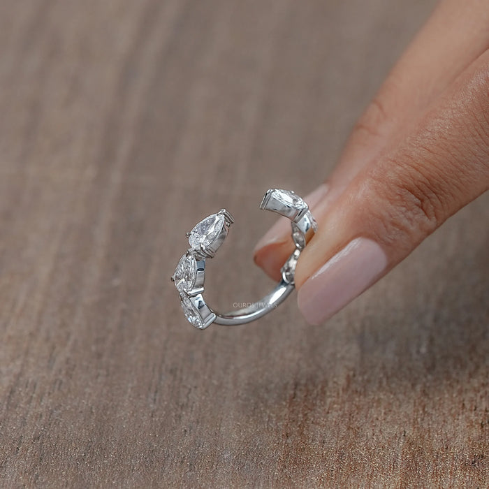 Pear Lab Diamond Open Cuff Wedding Band