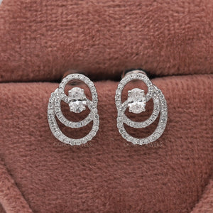 [Round and Oval Diamodn Earrings]-[Ouros Jewels]