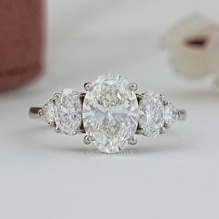 Oval And Trillion Lab Diamond Five Stone Engagement Ring