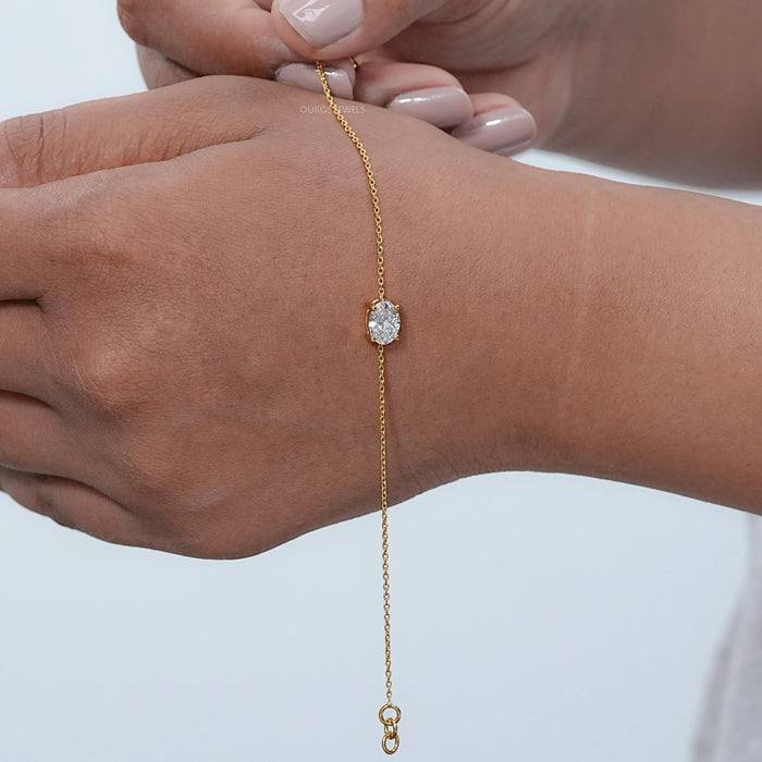 Oval Cut Lab Diamond Solitaire Chain Bracelet