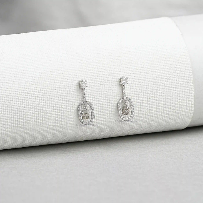 Elegant Oval Drop Earrings With Olive Oval-Cut Diamonds