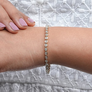 Oval Lab Diamond Bezel Set Tennis Bracelet