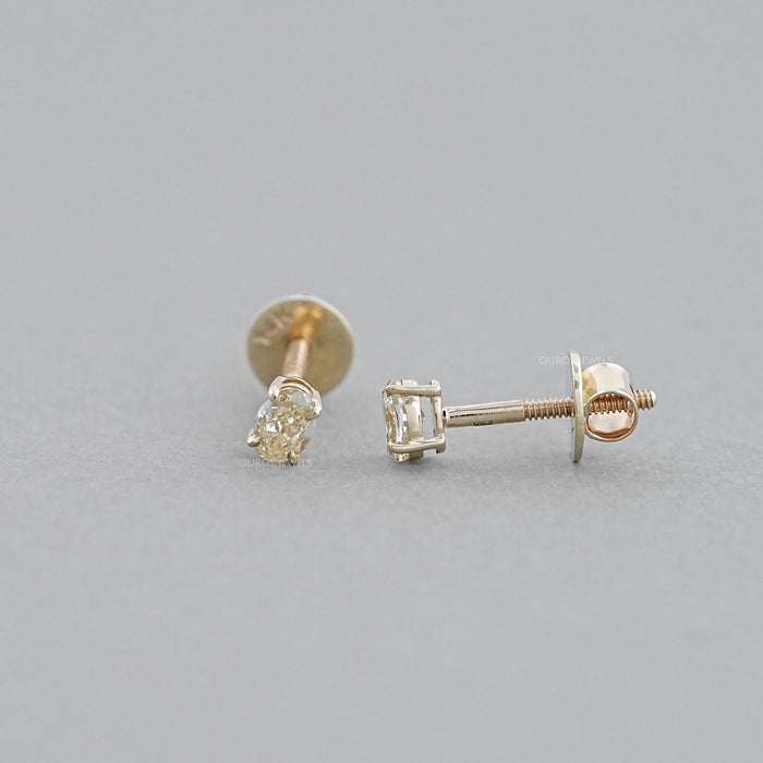 Yellow Oval lab Diamond Stud Earrings