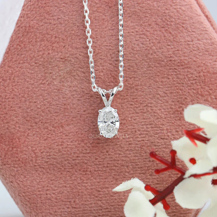 Oval Cut Lab Diamond Solitaire Necklace