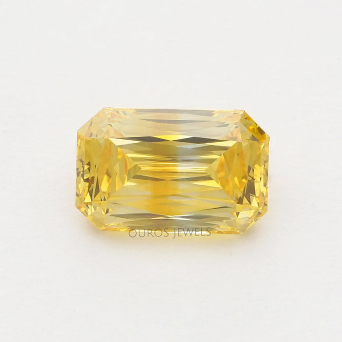 front view of 2.05 carat yellow criss cut diamond lab grown loose