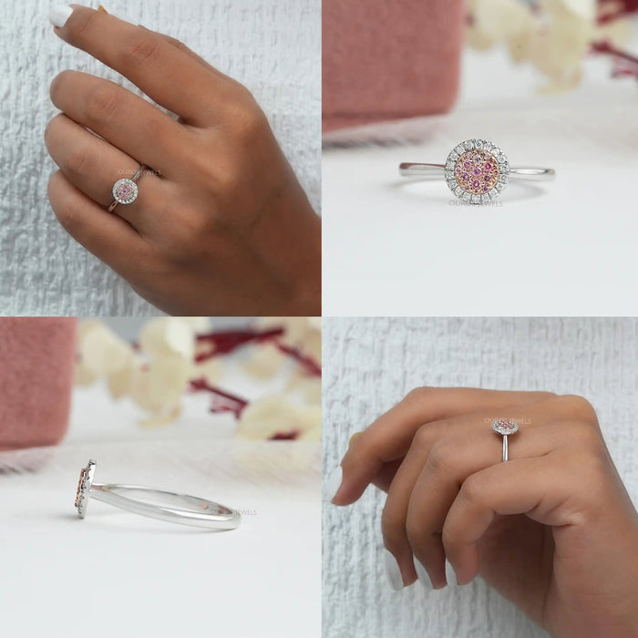 [Collage of Round Cut Lab Diamond Anniversary Ring]-[Ouros Jewels]