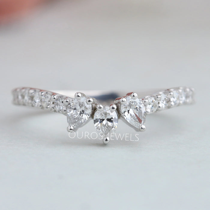 Pear Cut Curved Wedding Band