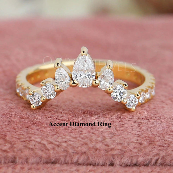 Birne und Rund Diamant gebogenes Band