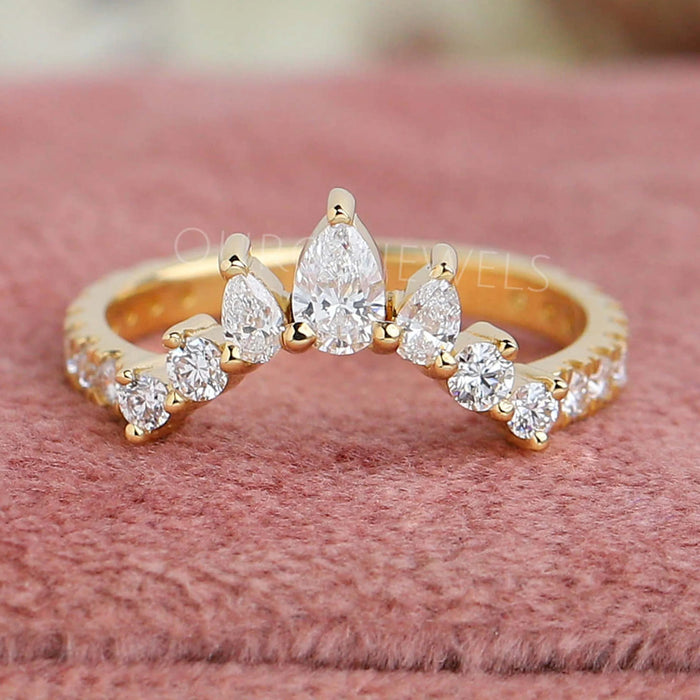 Birnenschliff Gewölbt Diamant Antragsring