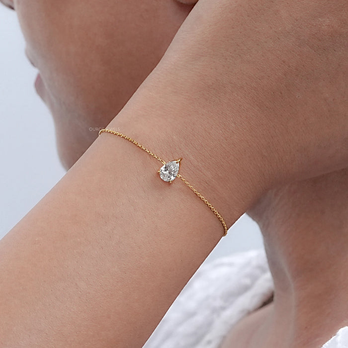 Pear Cut Lab Grown Diamond Solitaire Bracelet