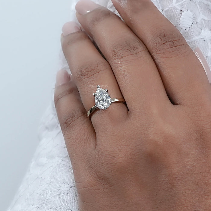 Birnenförmiger Solitär Diamantring aus dem Labor