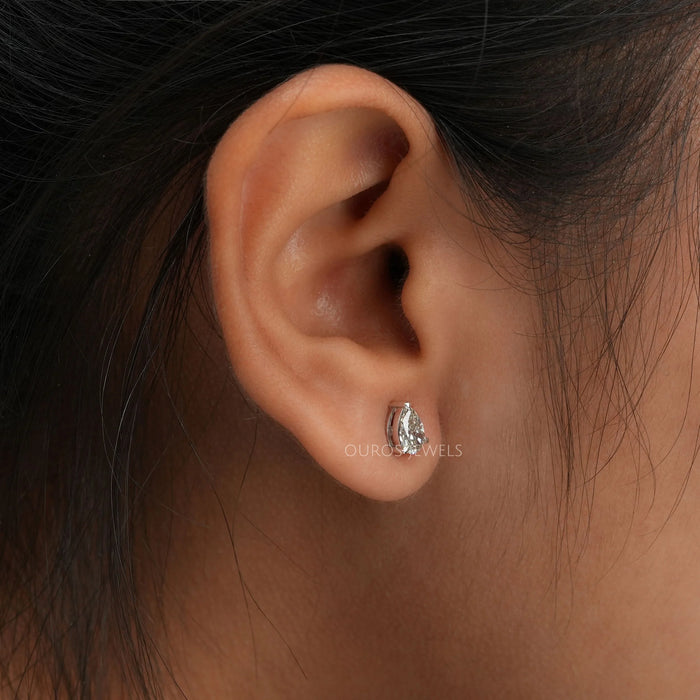 Olive  Pear Diamond  Stud Earrings