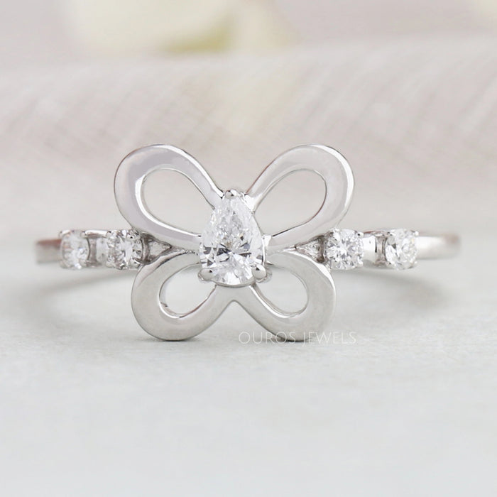 Birne Diamant Schmetterling Geformt Ring
