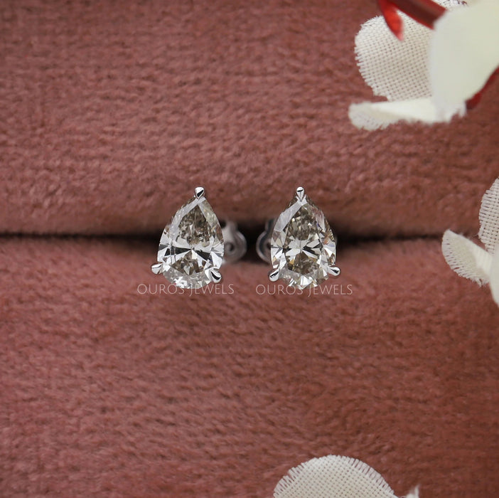 Olive  Pear Diamond  Stud Earrings