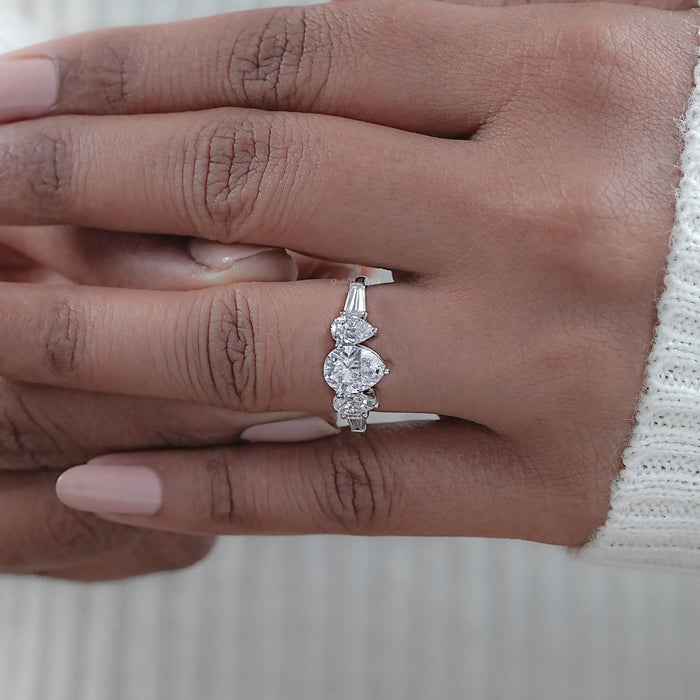 Pear Lab Diamond Five Stone Engagement Ring