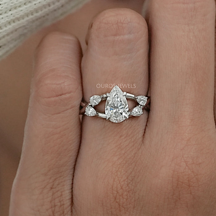 Infinity Pear Lab Diamond Engagement Ring