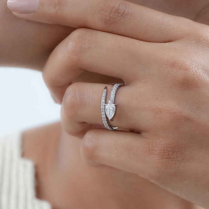 Pear Cut Lab Diamond Spiral Anniversary Ring
