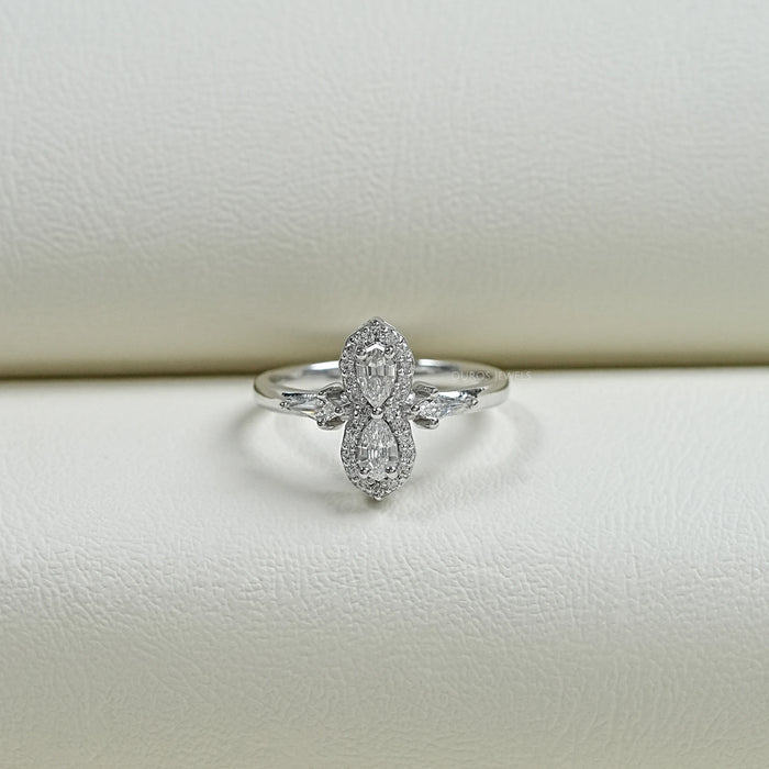 Two Stone  Step Cut Pear Lab Diamond  Ring