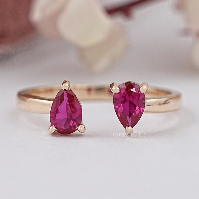 Birne Rubin Edelstein Zierlicher Ring