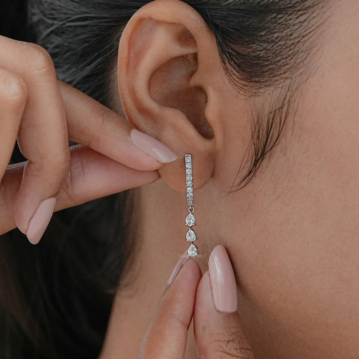 Tropfen- und Baumeln-Ohrringe mit Labordiamanten im Birnenschliff