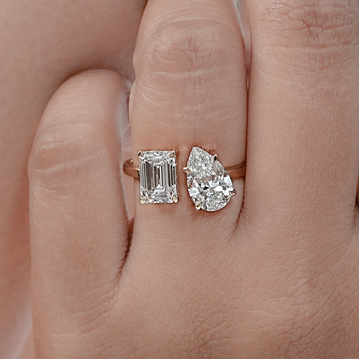 Smaragd Birne Diamant Toi Et Moi Verlobungsring