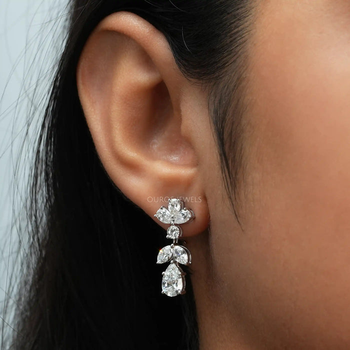 pear and marquise diamond drop earrings