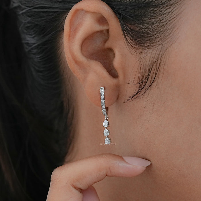 Tropfen- und Baumeln-Ohrringe mit Labordiamanten im Birnenschliff