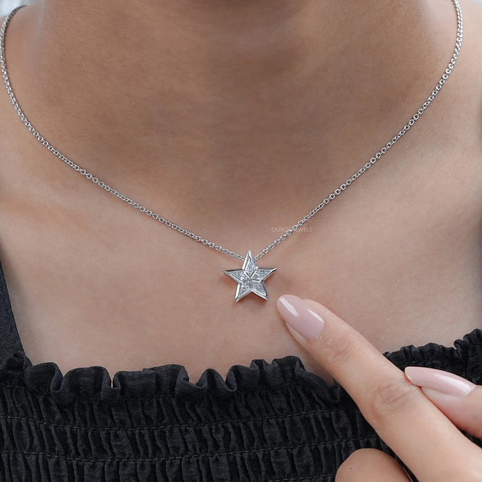 Pie Cut Diamond Star Shape Pendant