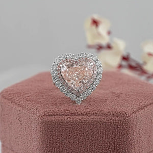 Double Halo Pink Heart Cut Lab Diamond Engagement ring