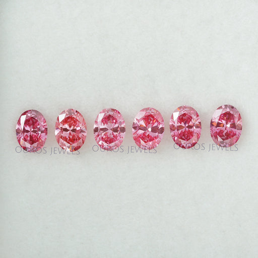 front view of 0.30ct pink oval cut loose lab grown diamonds