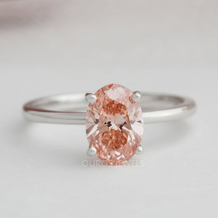 Rosa ovaler Diamant Solitär Verlobungsring