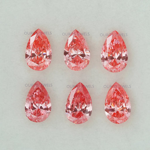 front view of 0.31 carat pink pear shape loose lab grown diamonds