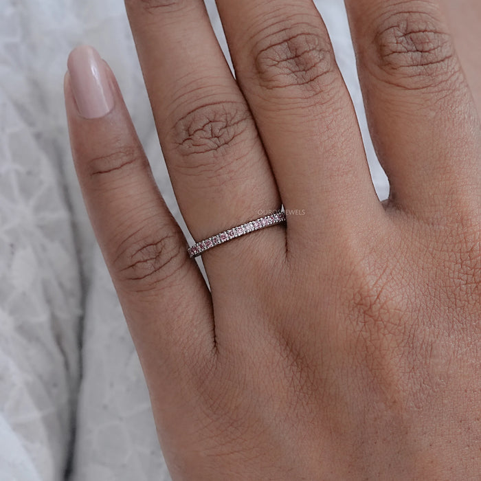 Rosa Rundschliff Diamant Halb Ehering