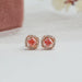 [Pink Cushion Cut Halo Earrings]-[Ouros Jewels]