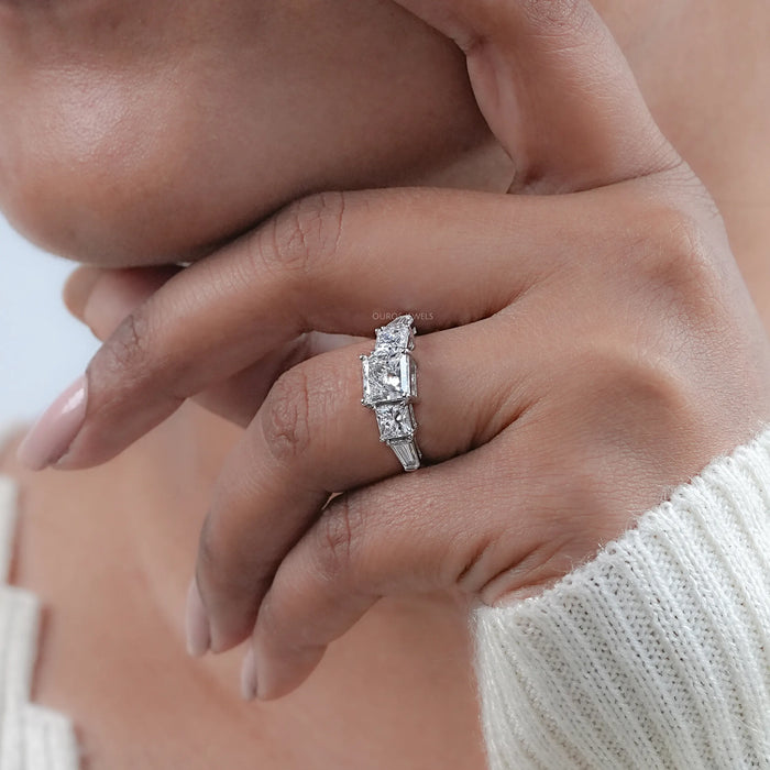 Princess Lab Diamond Five Stone Engagement Ring