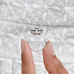 Princess Cut Lab Diamond Halo Dutch Marquise Ring