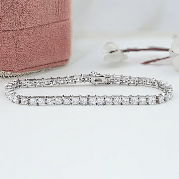 Princess Cut Lab Grown Diamond Tennis Bracelet Prong Set Bracelet