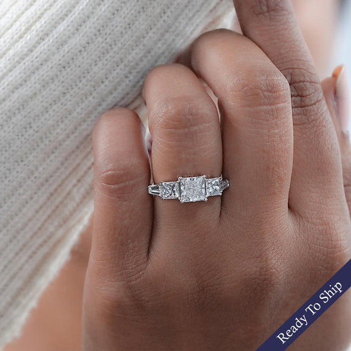 Princess Lab Diamond Five Stone Engagement Ring