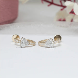 [Pear Cut Push Back Yellow Gold Earrings]-[Ouros Jewels]