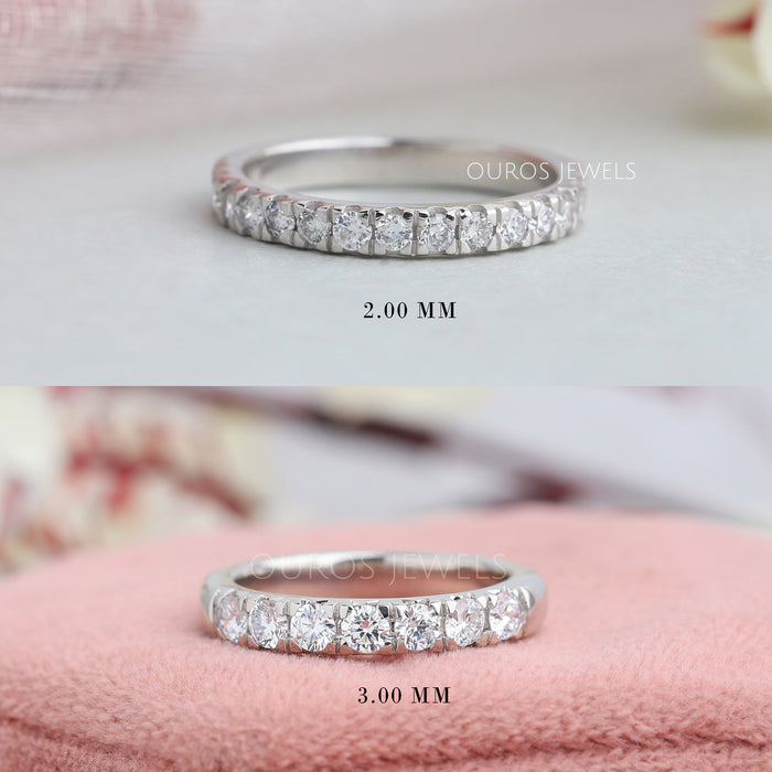 round cut diamond half eternity band