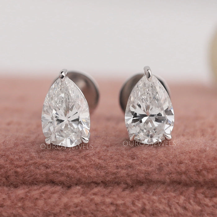 Pear Cut Lab Diamond Stud Earrings