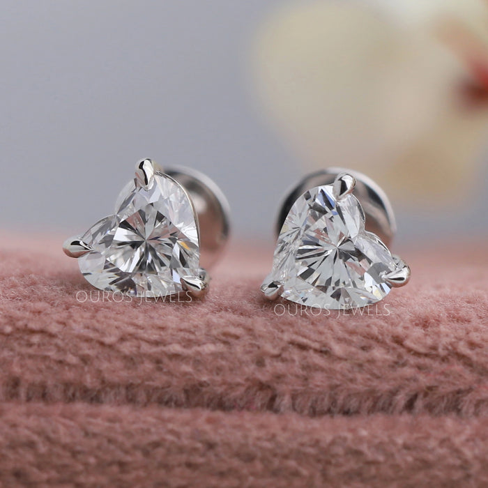 Heart Cut Lab Diamond Stud Earrings