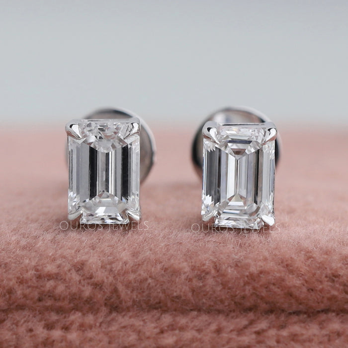 Emerald Lab Grown Diamond Stud Earrings