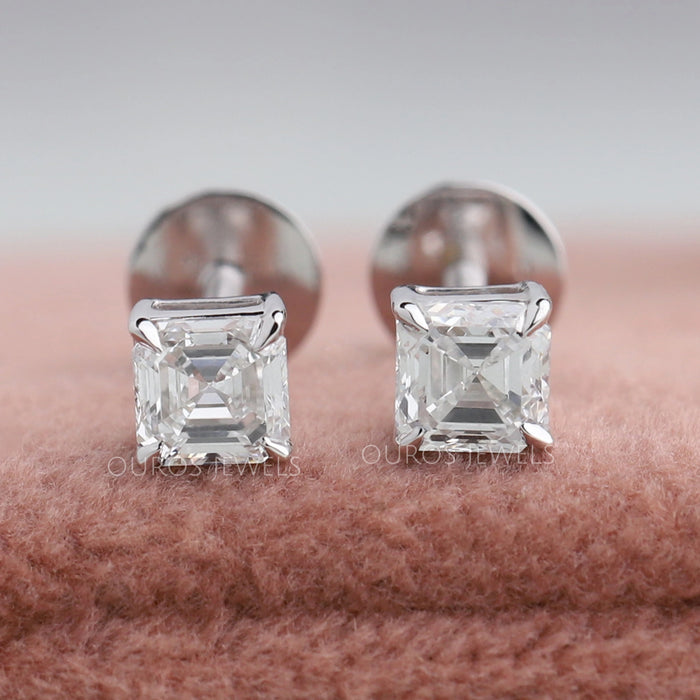 Asscher Cut Lab Diamond Stud Earrings