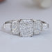 front view of radiant cut diamond five stone engagement ring in white gold band